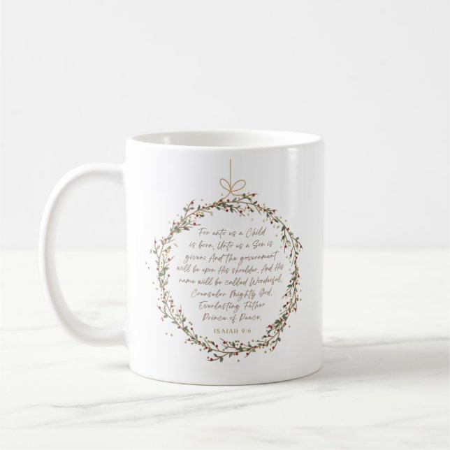 Mug Isaiah 9:6 Christmas Bible Verse (Gauche)