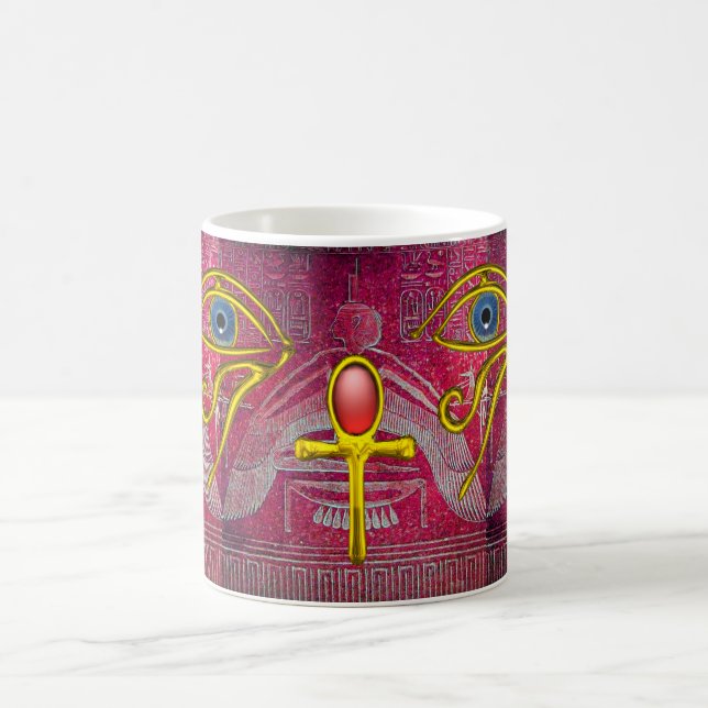 Mug ISIS, GOLD ANKH ET BLEU HORUS EYE Antique rose (Centre)