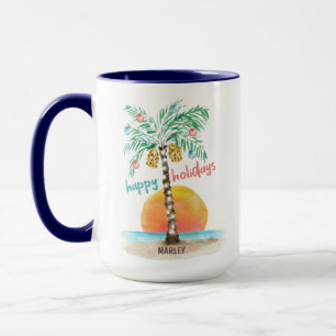 Mug Island Holiday Plage tropicale Palm Tree Noël
