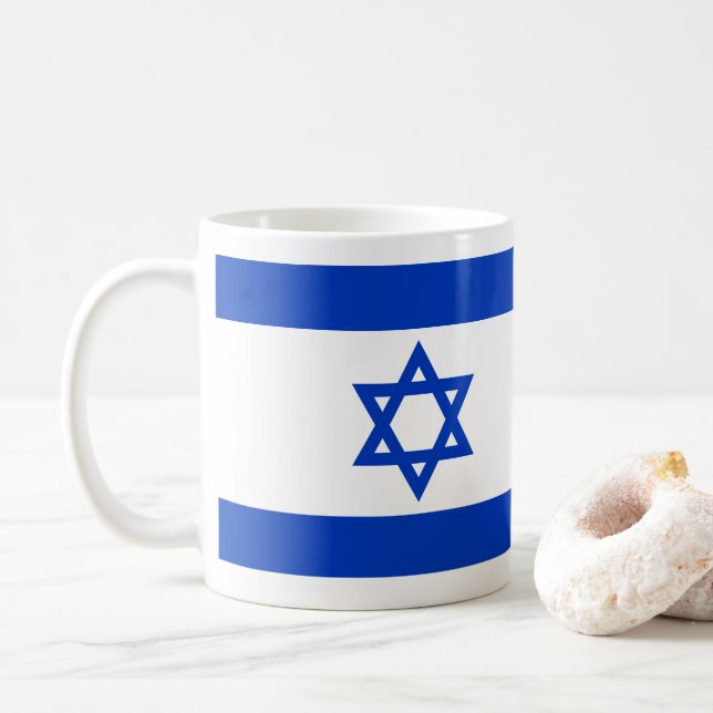 Mug Israël drapeau bleu et blanc moderne patriotique (Avec donut)