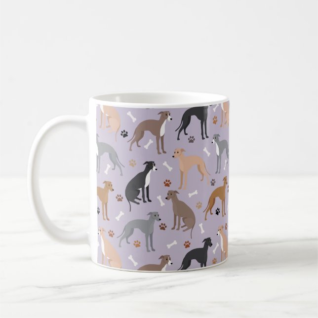 Mug Italian Greyhound Dog Bones and Paws (Gauche)