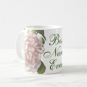 Mug Ivoire rose saumonée aux fleurs de rose Nana rougi