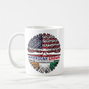 Mug Ivory Coast Ivorian American USA Tree Roots Flag