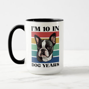 Mug J’ai 10 ans de chien, 70e anniversaire Boston Terr