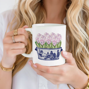 Mug Jacinthe rose dans un pot en céramique de style Ch