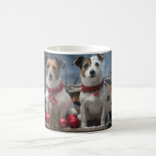 Mug Jack Russell Snowy Sleigh Décor de Noël