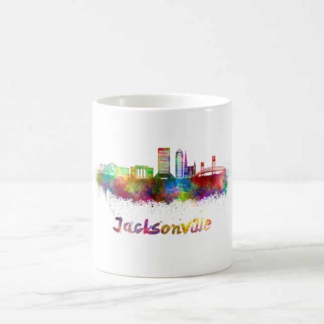 Mug Jacksonville V2 skyline in watercolor (Centre)