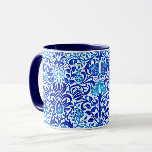 Mug Jacobean Floral Damask, Cobalt bleu et blanc