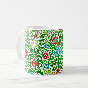 Mug Jacobean Floral Damask, vert et corail rouge