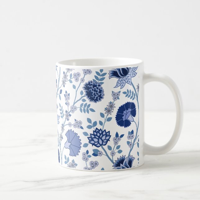 Mug Jacobean Floral Lg Motif Blues sur blanc (Droite)