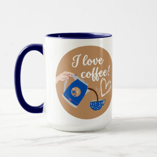 Mug "J'adore le café !" Mug, Marine Manche Bleue & Int