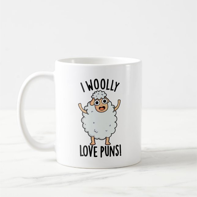 Mug J'adore les jeux de mots sur les moutons drôles  (Gauche)