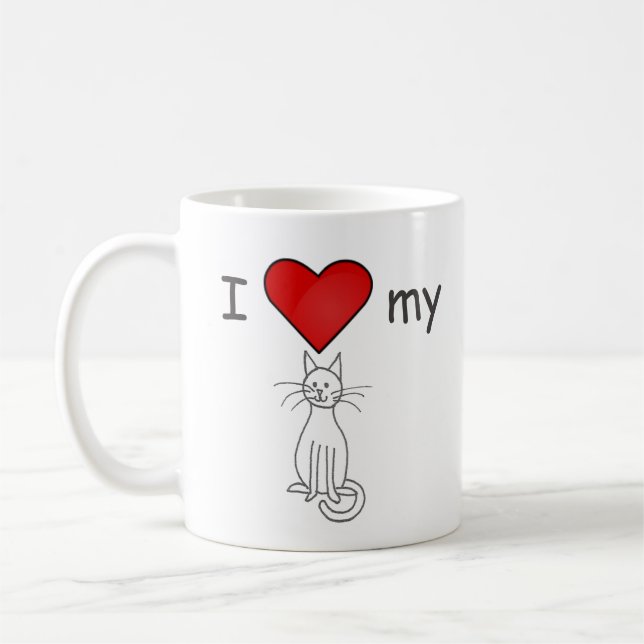 Mug J'adore mon chat- Blanc (Gauche)