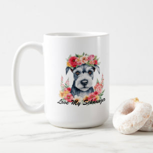 Mug J'adore Mon Schnauzer Floral