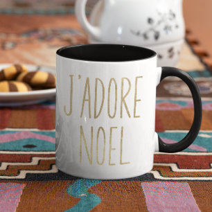 Mug J'adore Noel Gold et Black Minimalist Christmas