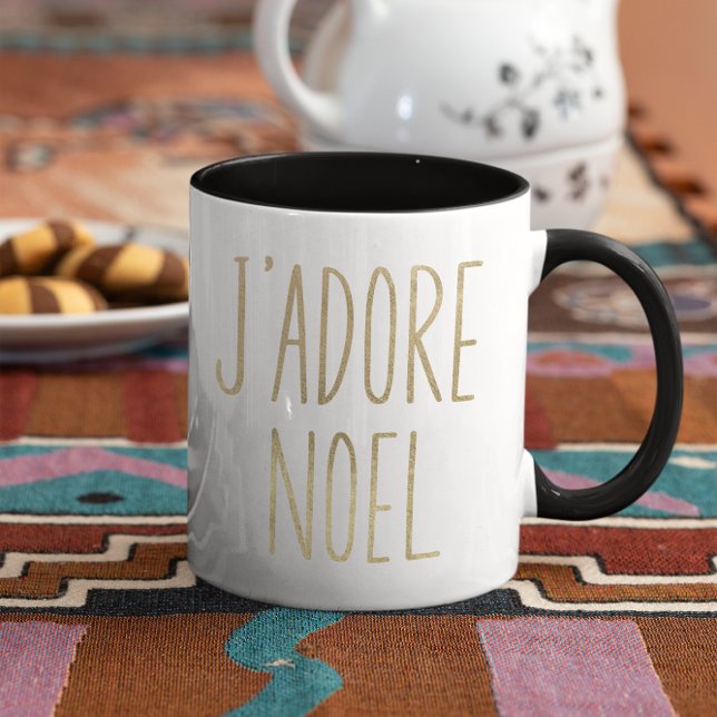 Mug J'adore Noel Gold et Black Minimalist Christmas (Créateur téléchargé)
