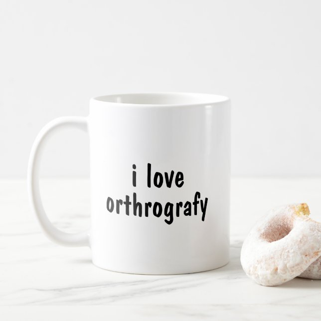 Mug j'adore orthrografy ! (Avec donut)