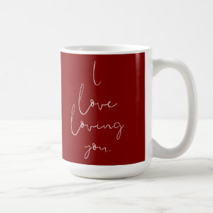 Mug "J'adore t'aimer" Manuscrit Blanc sur Rouge