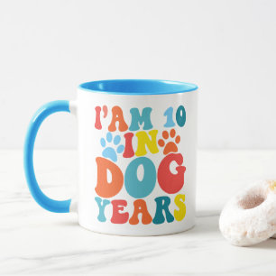 Mug J'ai 10 ans en années de chien 70e anniversaire Gr