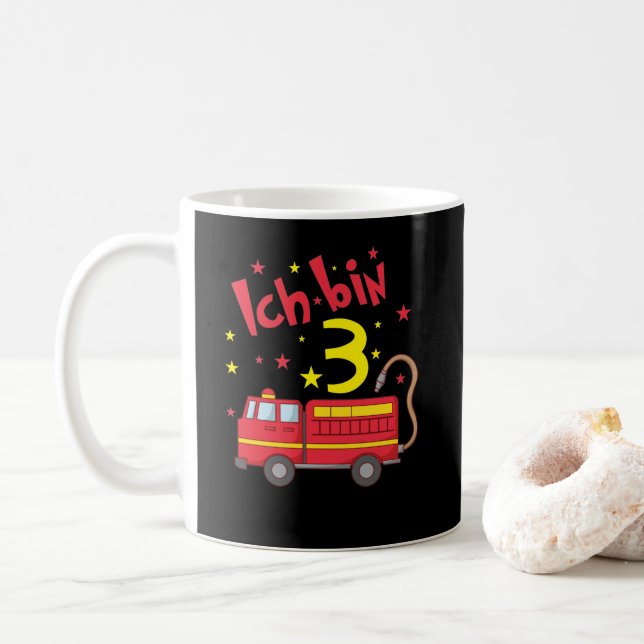 Mug J'ai 3 ans de voiture de pompier (Avec donut)