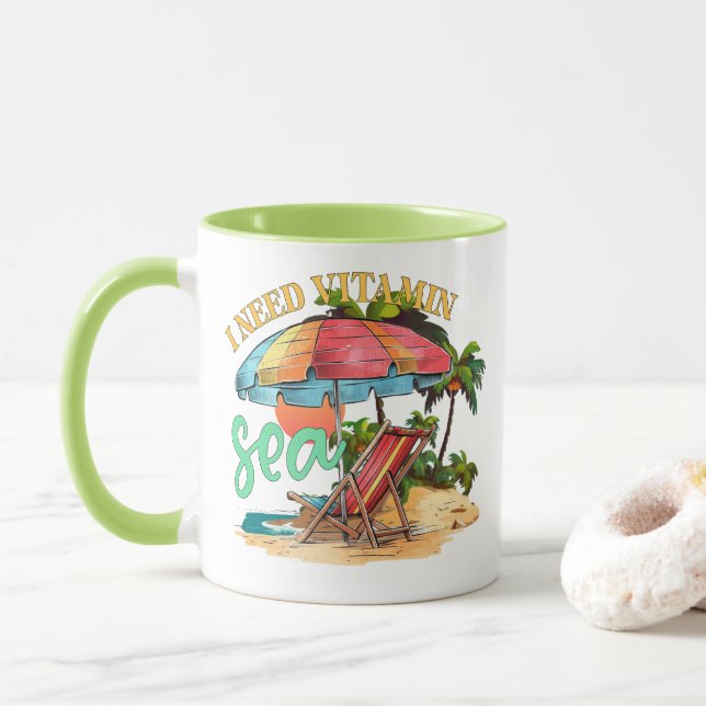 Mug J'ai besoin de vitamine mer (Avec donut)