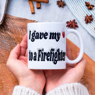 Mug J'ai donné mon coeur à un pompier texte noir