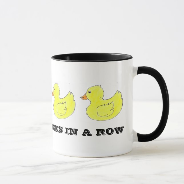 Mug J'ai mes canards dans une rangée Jaune de caoutcho (Droite)