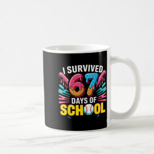 Mug J'ai survécu 67 jours d'école 67 Mème Baseball Gla