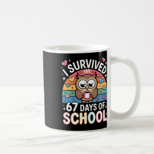 Mug J'ai survécu 67 jours d'école drôle café hibou sco