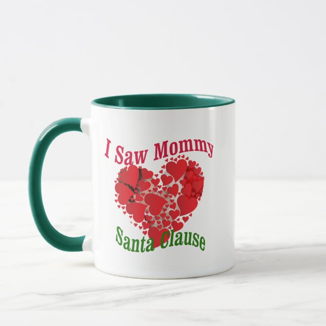 Mug J'ai vu maman Kiss Père Noël drôle Noël (Gauche)