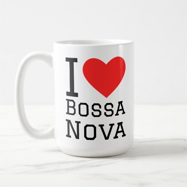 Mug J'aime autocollant carré Bossa nova (Gauche)