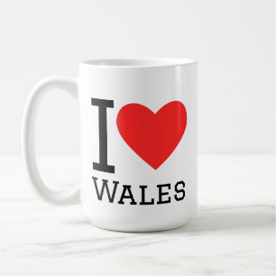 Mug J'aime autocollant carré du pays de Galles
