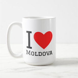 Mug J'aime autocollant carré moldavie