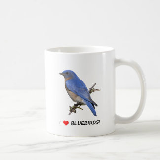 Mug J'aime des oiseaux bleus (de coeur)