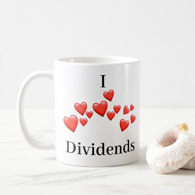 Mug - J'aime Dividendes - beaucoup de coeurs (Avec donut)