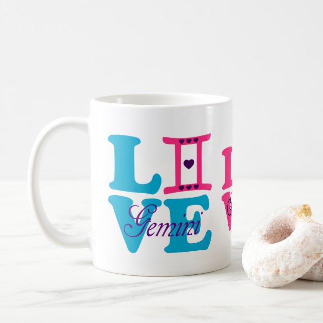 Mug ♊  J'Aime Gemini-Best Zodiac Signe café classique (Avec donut)
