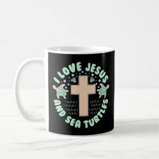Mug J'aime Jésus & Tortues de mer Foi chrétienne Croix