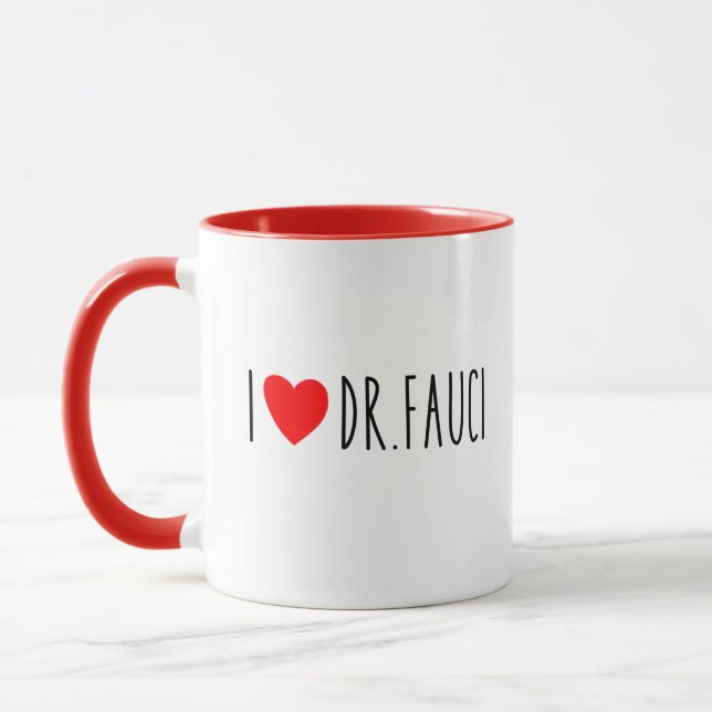 Mug J'aime le Dr Fauci| Fauci Fan| Dr Fauci Merch (Gauche)