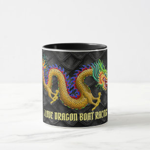 Mug J'aime le dragon d'or de régate de dragon