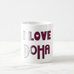 Mug J'aime le drapeau de Doha du souvenir de