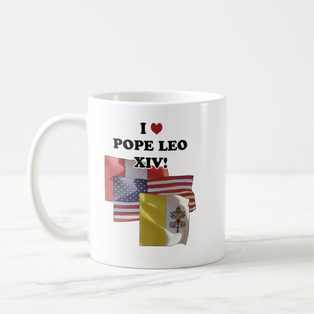 Mug J'Aime Le Pape Leo XIV ! (Version II) (Gauche)