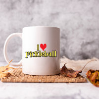 J'aime le pickleball Texte sur Jaune avec Coeur Ro