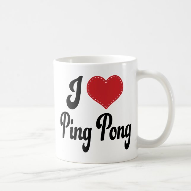 Mug J'aime le ping-pong (de coeur) (Droite)
