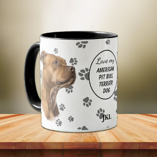 Mug J'aime l'empreinte de patte de mon American Pit Bu