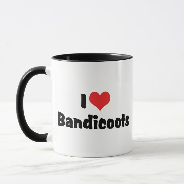 Mug J'aime les bandicoots du coeur (Gauche)