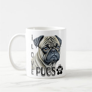 Mug J'aime les Carlins   Propriétaires de chiens migno