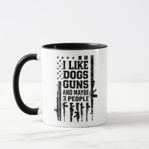Mug J'aime les chiens les armes et peut-être 3 personn