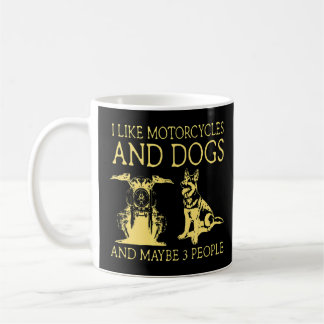 Mug J'Aime Les Motos Et Chiens Et Peut-Être 3 Personne
