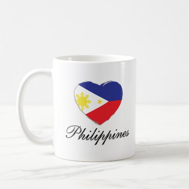 Mug J'aime les Philippines avec le coeur de drapeau (Gauche)
