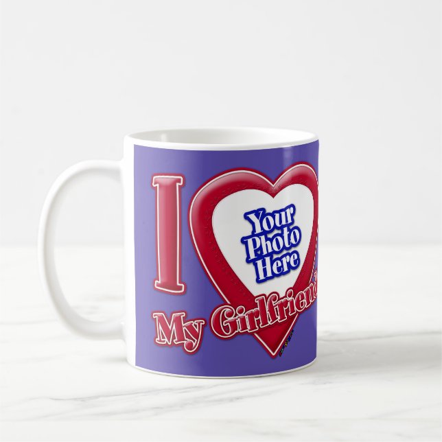 Mug J'Aime Ma Fille Photo Coeur Rouge Violet (Gauche)